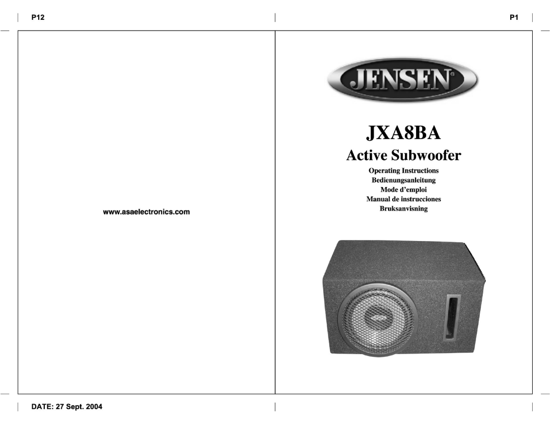 Jensen JXA8BA manual 