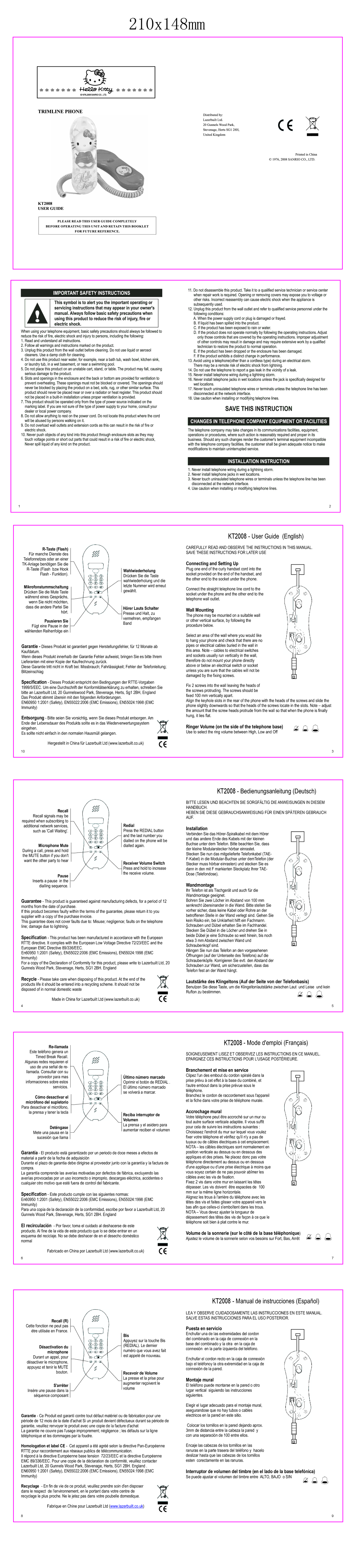 Jensen manual MybelleKT2008451 User Guide English, MybelleKT2008451 Bedienungsanleitung Deutsch 