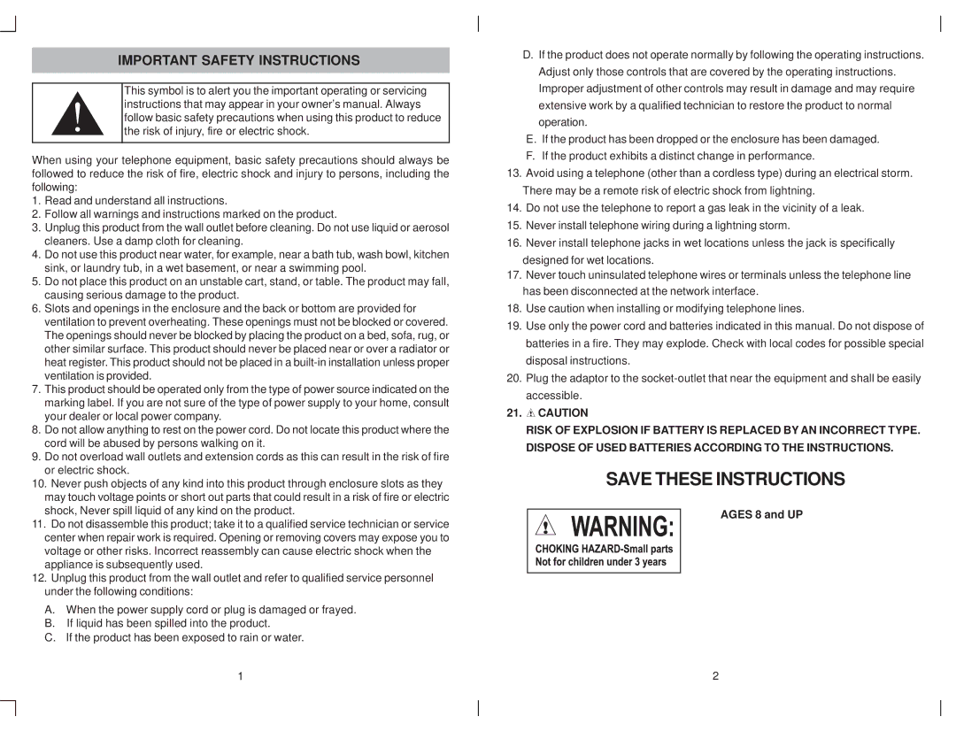 Jensen KT2012 owner manual Important Safety Instructions 