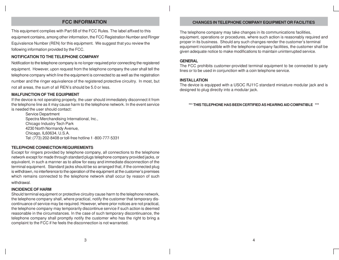 Jensen KT2012 owner manual FCC Information 