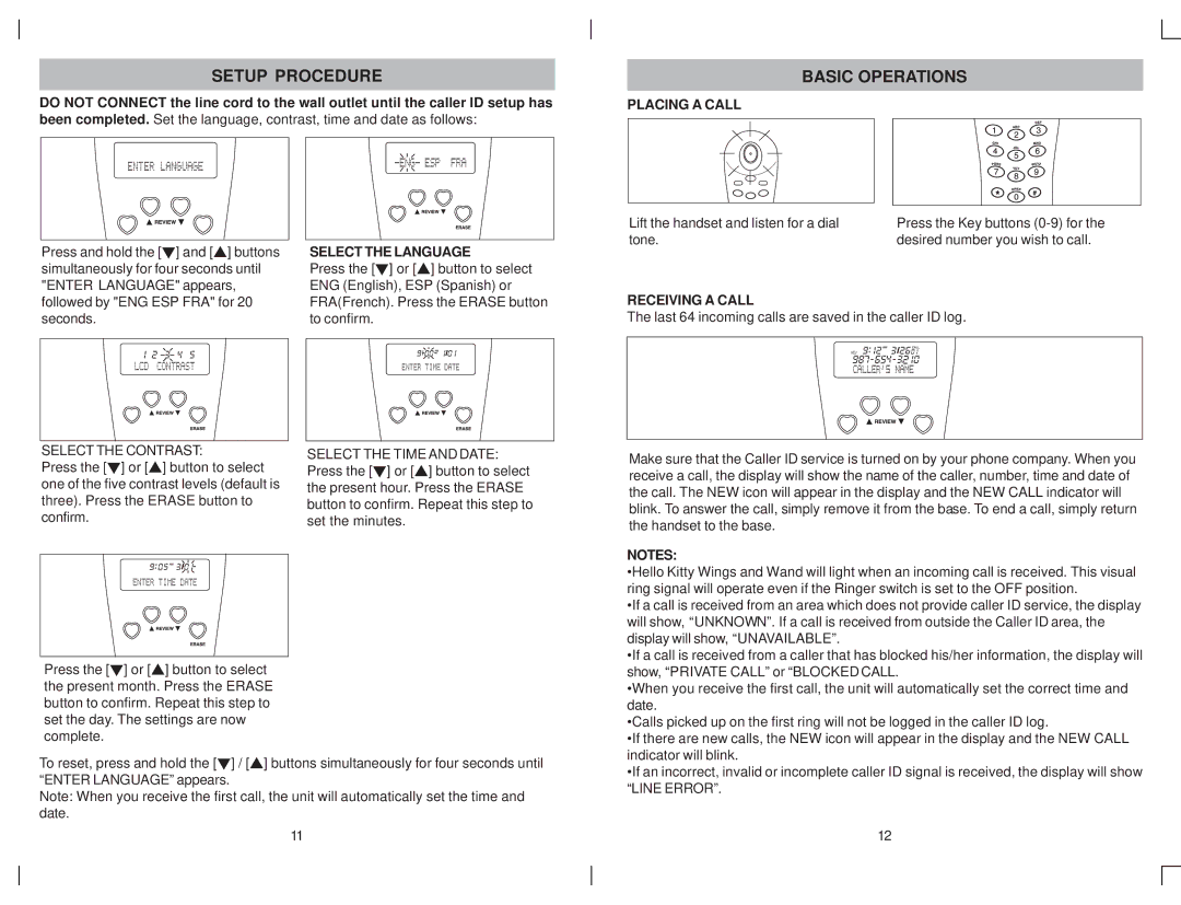 Jensen KT2012 owner manual Setup Procedure, Basic Operations, Placing a Call, Select the Language, Receiving a Call 