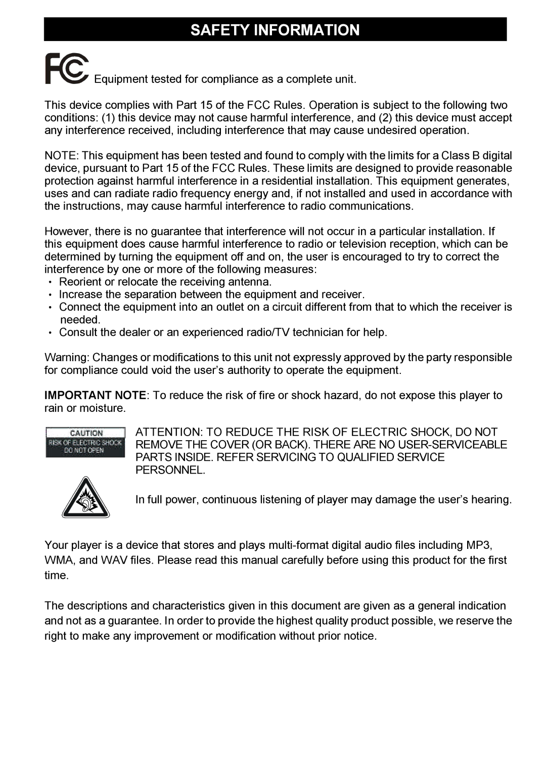 Jensen KT2045 owner manual Safety Information 