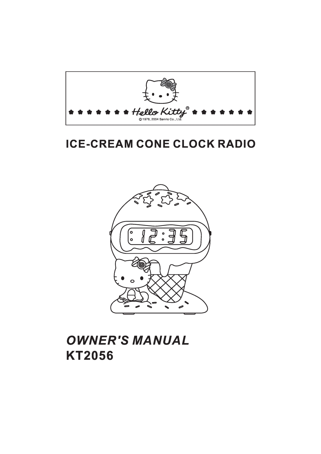 Jensen KT2056 owner manual Owners Manual, Ice-Cream Cone Clock Radio 