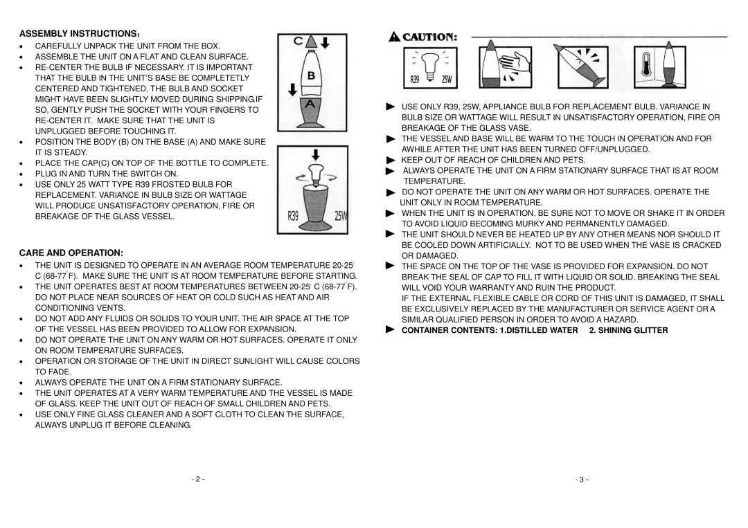 Jensen KT3098 warranty Assembly INSTRUCTIONS：, Care and Operation 