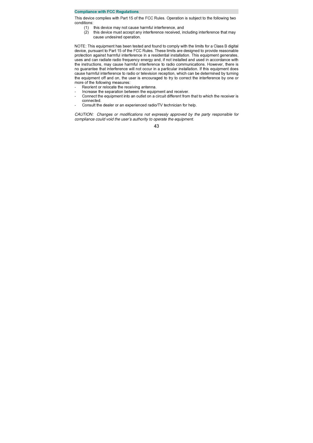 Jensen KT7015A owner manual Compliance with FCC Regulations 