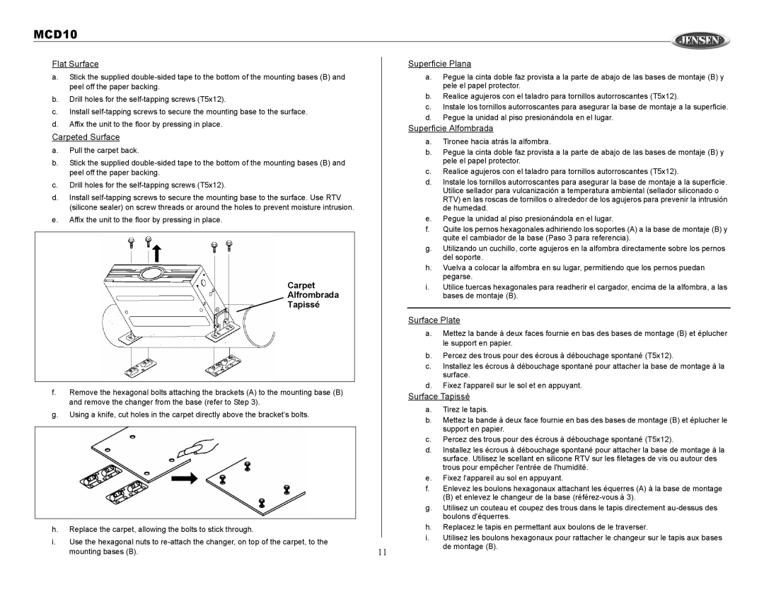 Jensen MCD10 owner manual 