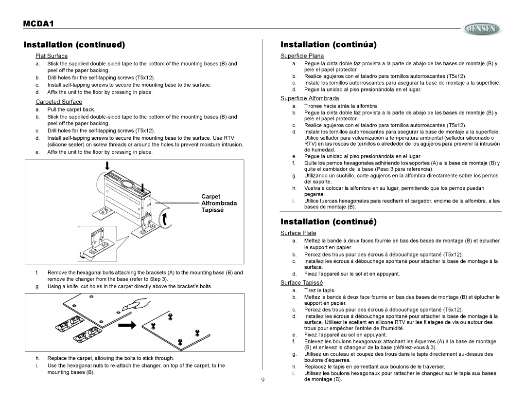 Jensen MCDA1 owner manual 