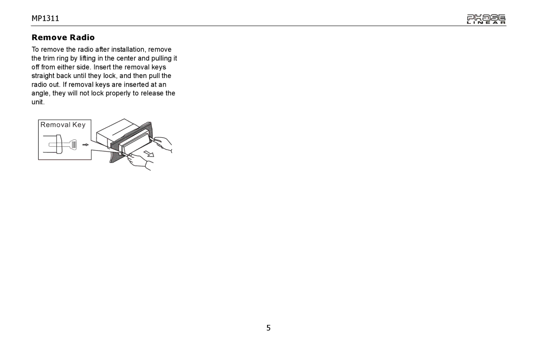 Jensen MP1311 owner manual Remove Radio 