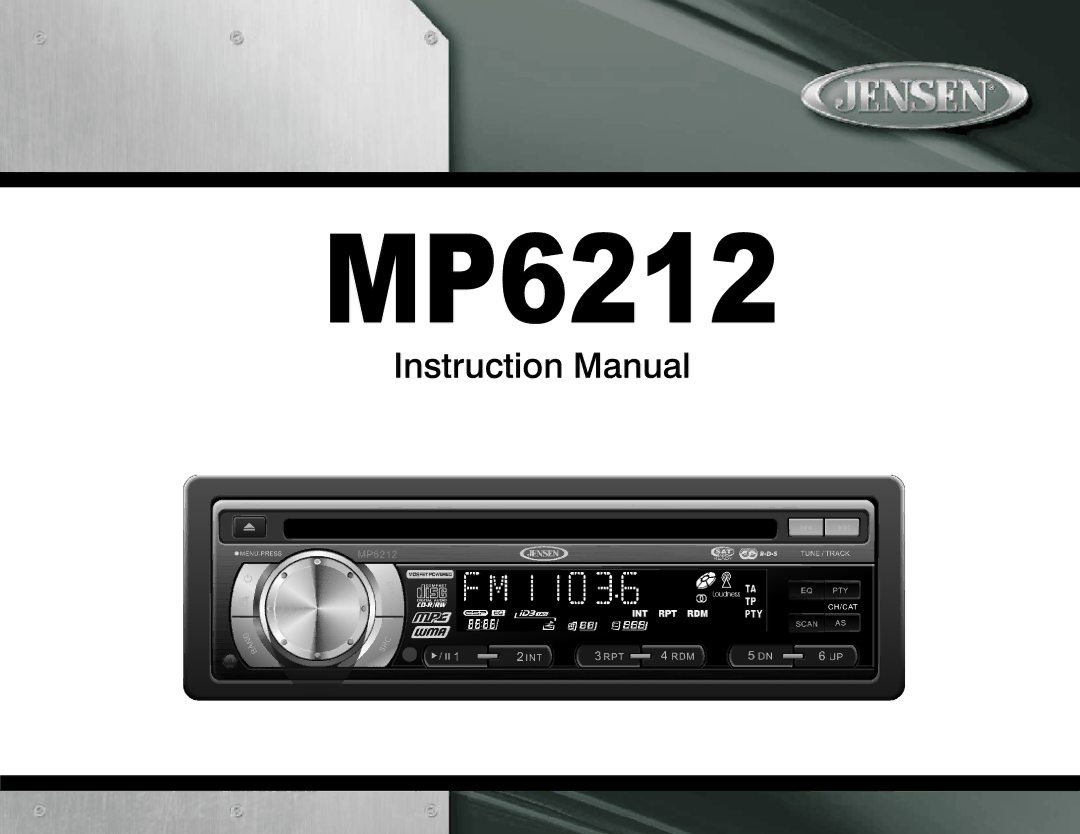 Jensen MP6212 instruction manual 