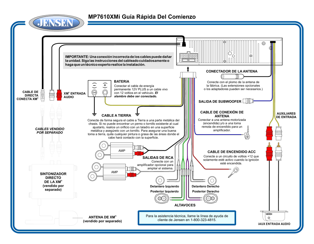 Jensen quick start MP7610XMi Guía Rápida Del Comienzo 