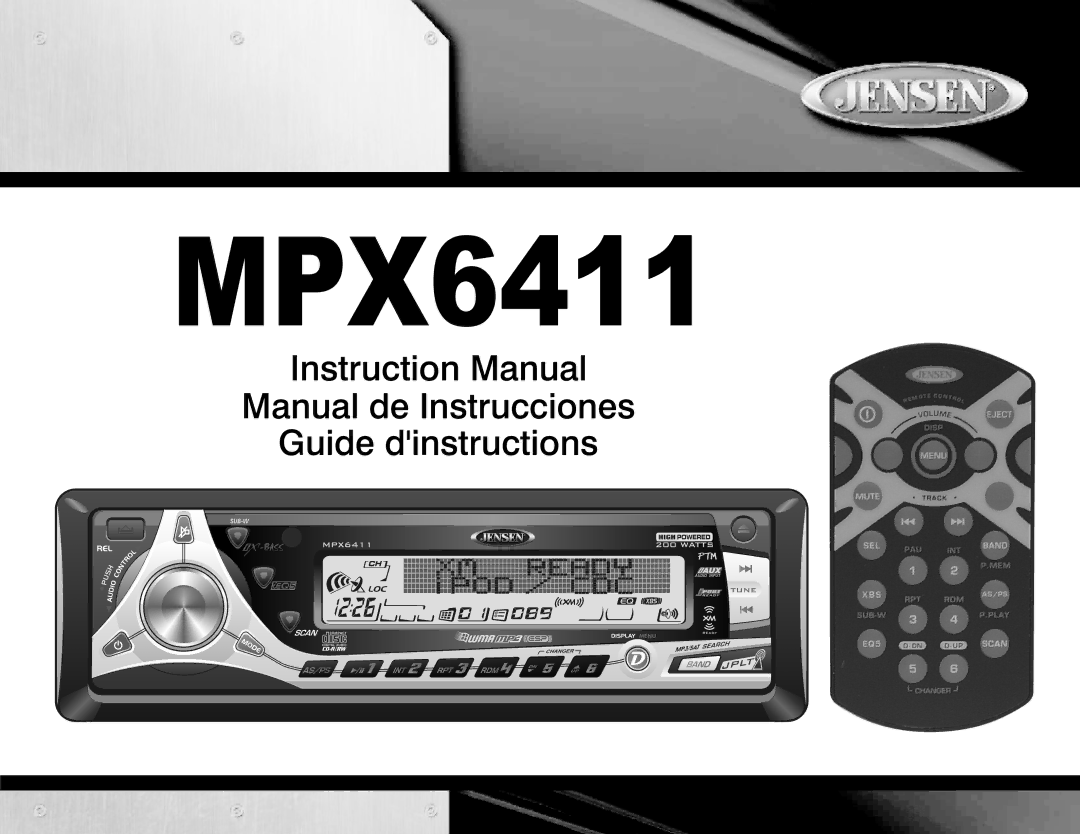 Jensen MPX6411 instruction manual 