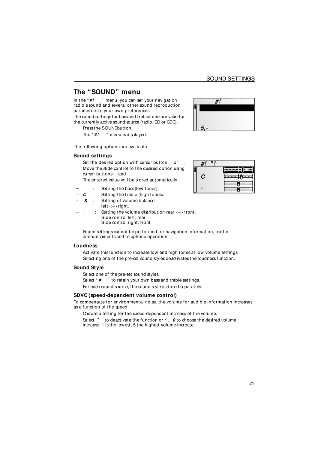 Jensen MS4200RS user manual Sound menu, Sound Settings 