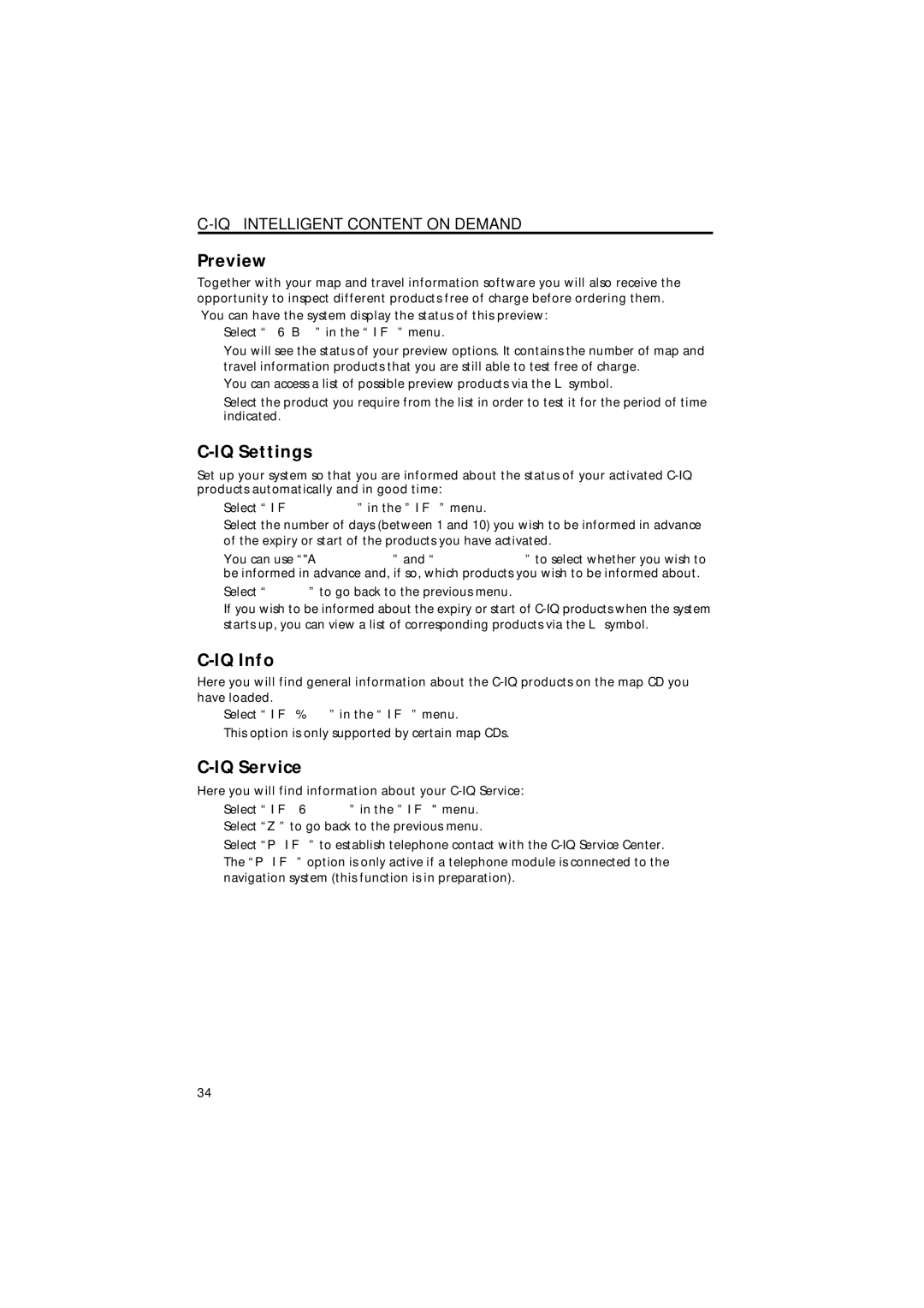 Jensen MS4200RS user manual Preview, IQ Settings, IQ Info, IQ Service 