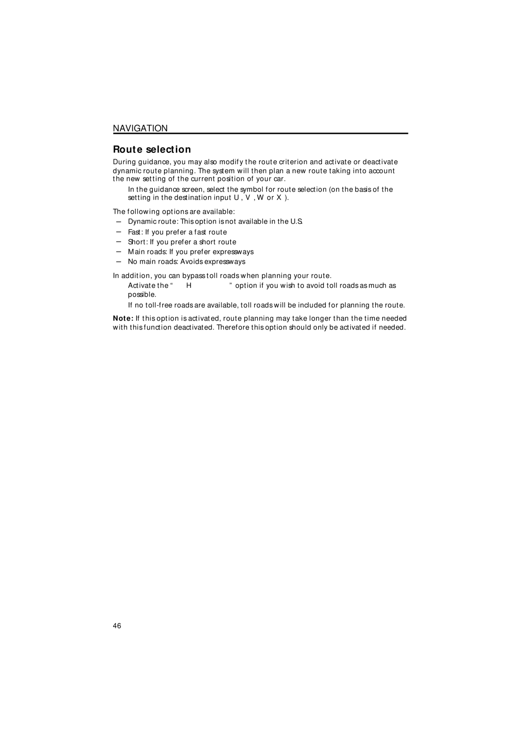 Jensen MS4200RS user manual Route selection 