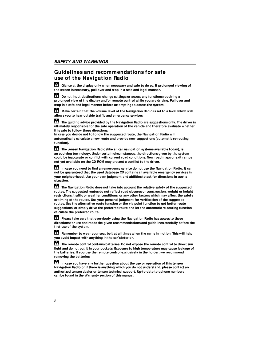 Jensen MS4200RS user manual Safety and Warnings 