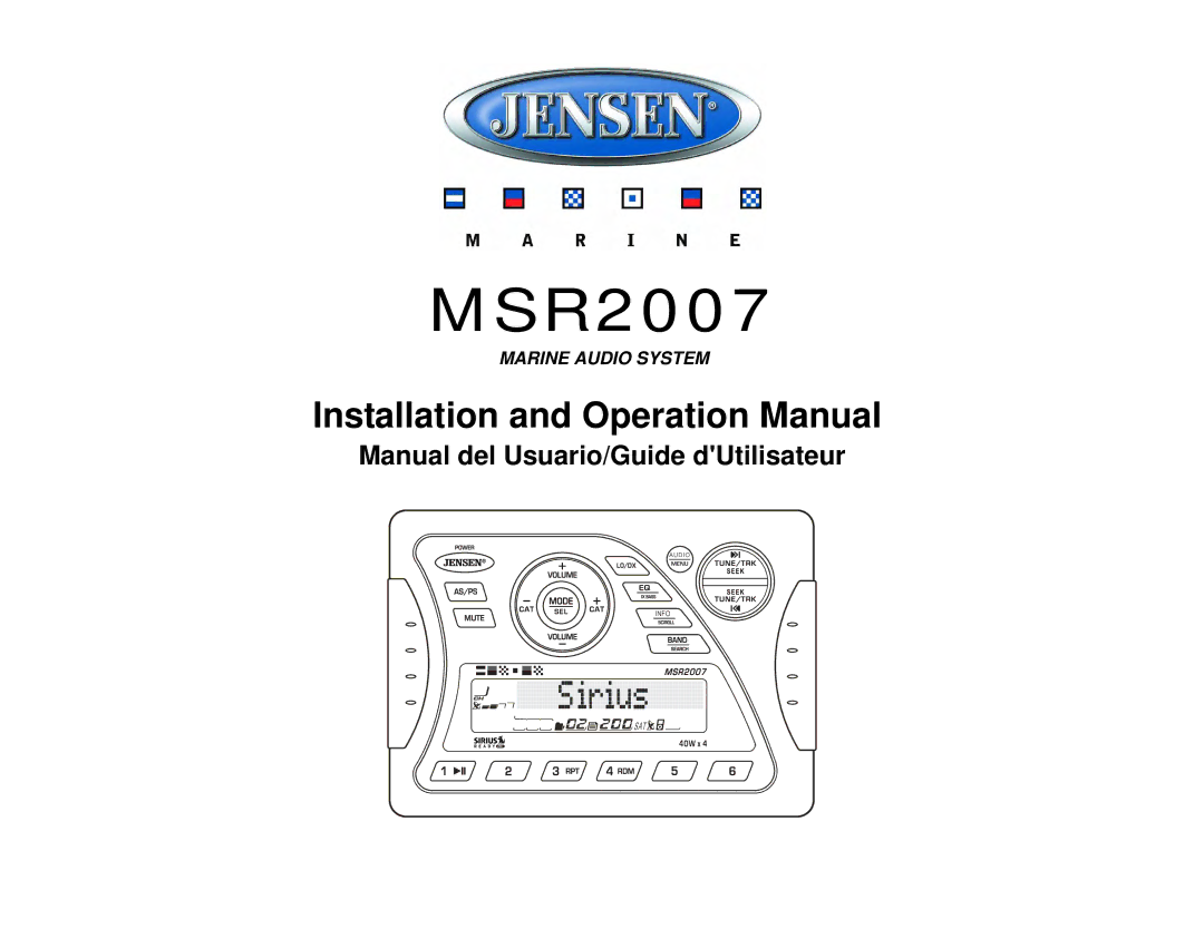 Jensen MSR2007 operation manual 