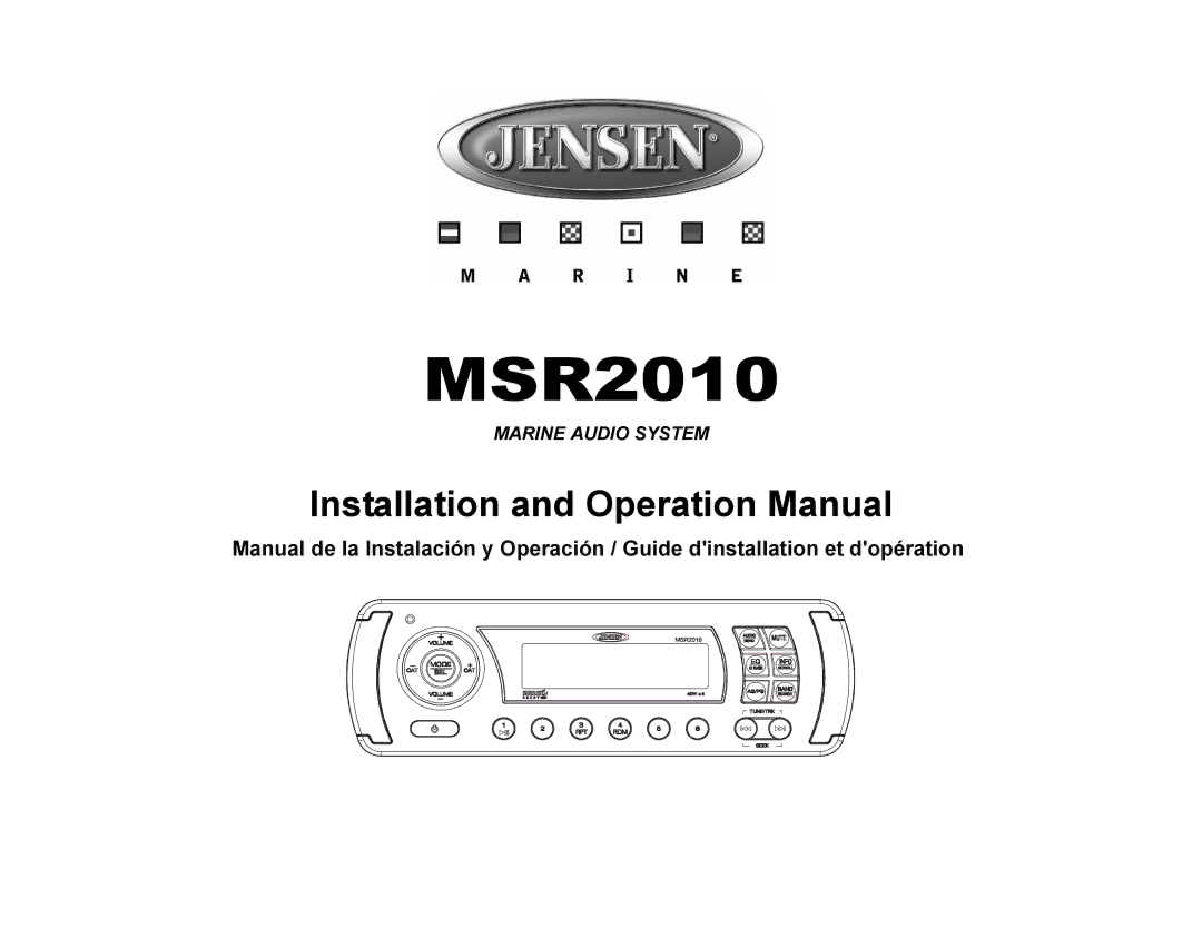 Jensen MSR2010 operation manual 