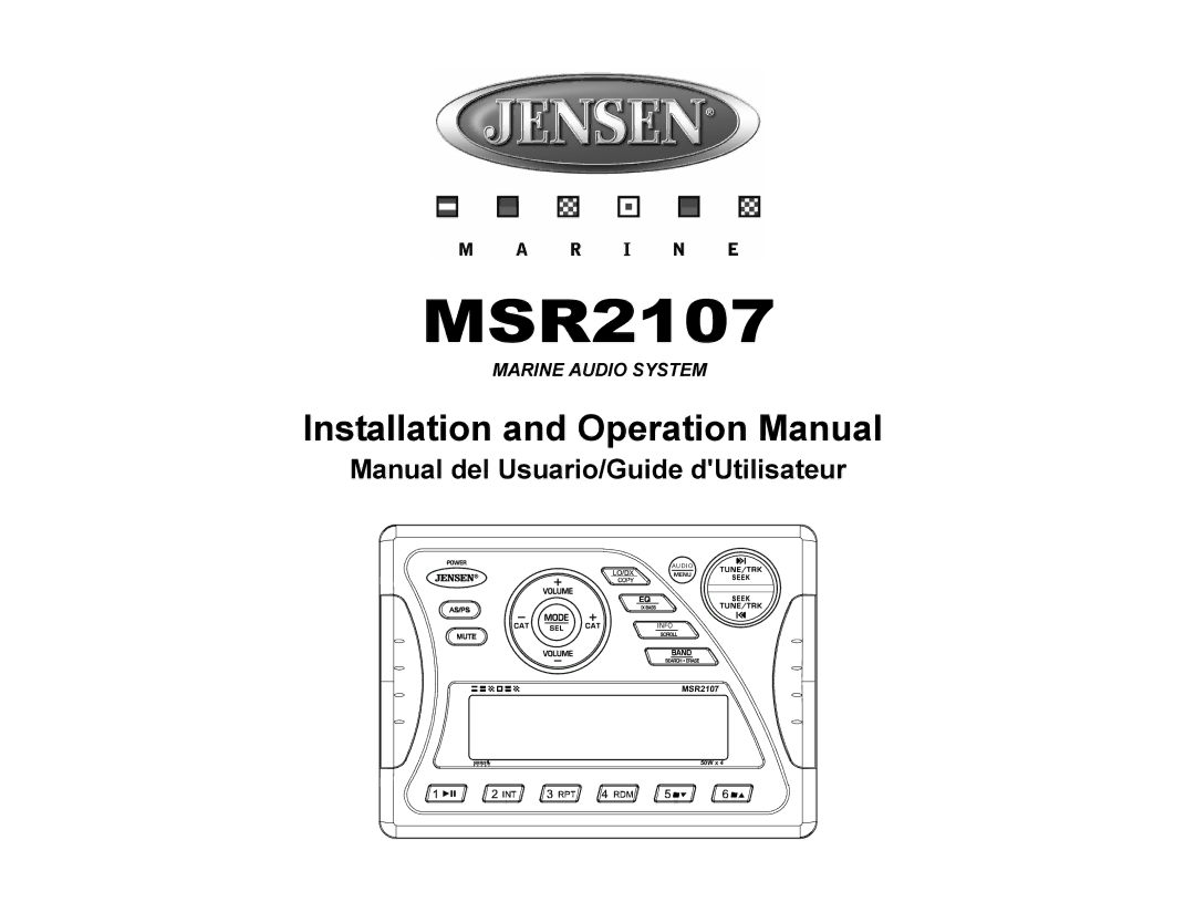 Jensen MSR2107 operation manual 