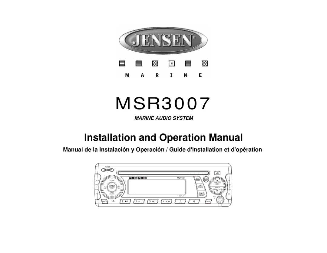 Jensen MSR3007 operation manual 