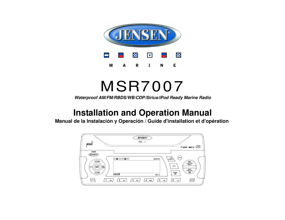 Jensen MSR7007 operation manual 