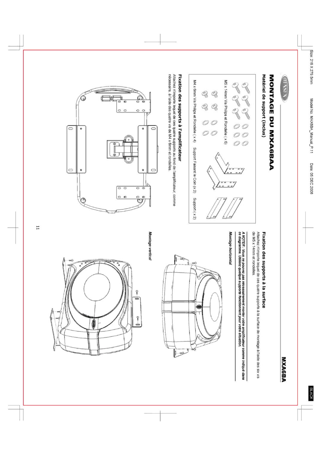 Jensen MXA6BA manual 