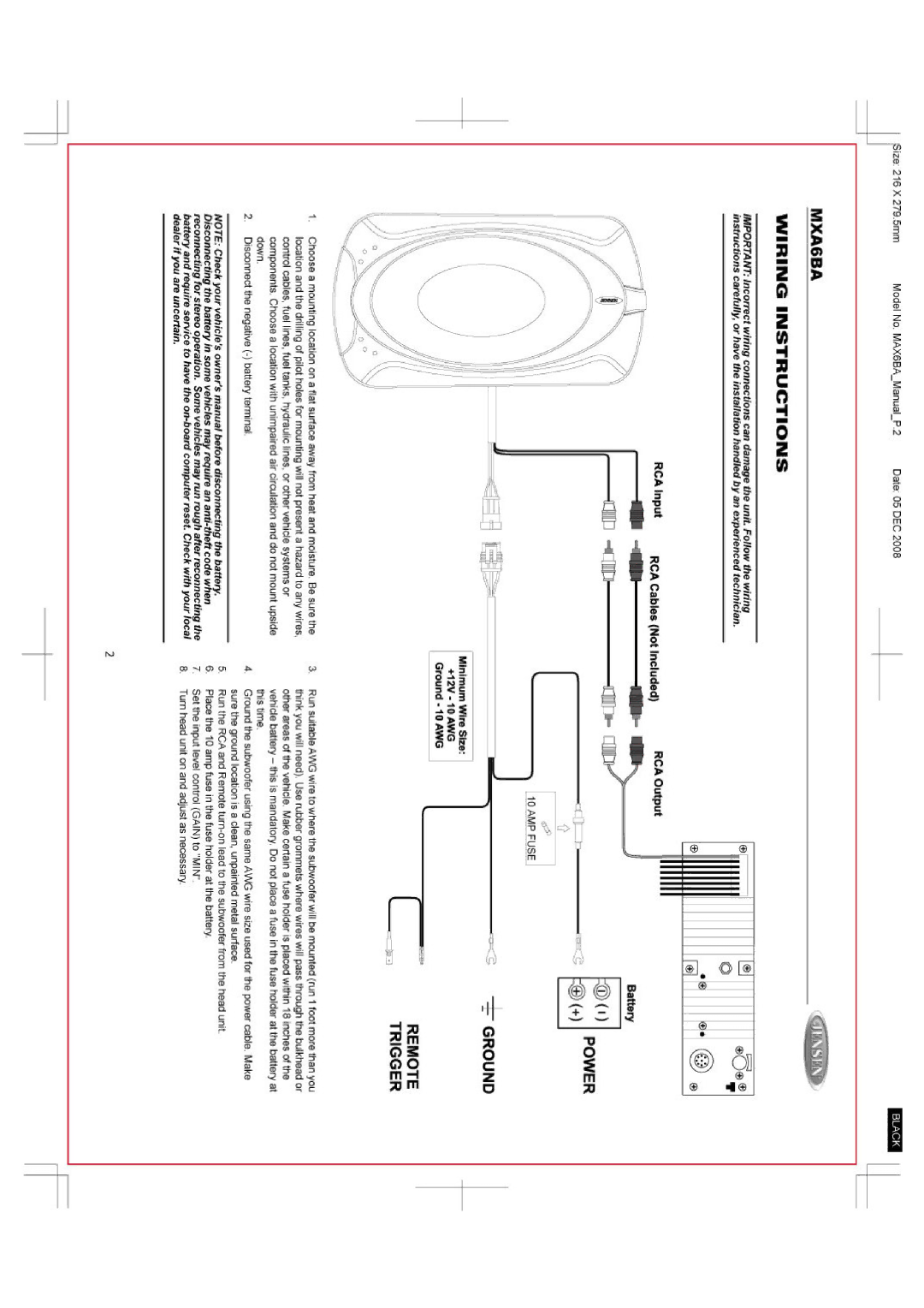 Jensen MXA6BA manual 