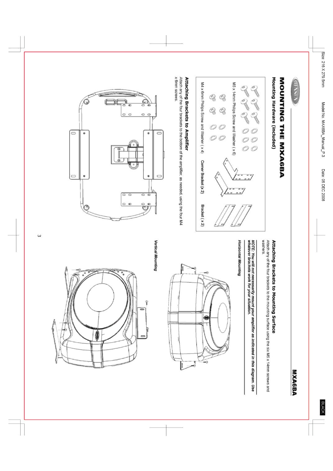 Jensen MXA6BA manual 