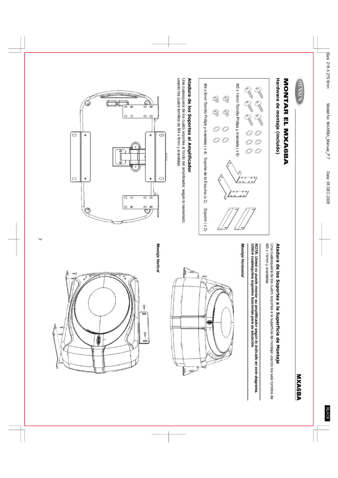 Jensen MXA6BA manual 