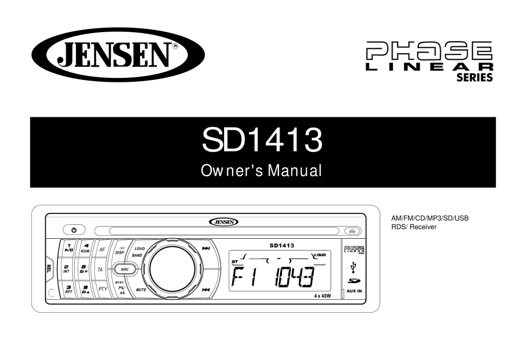 Jensen SD1413 owner manual 