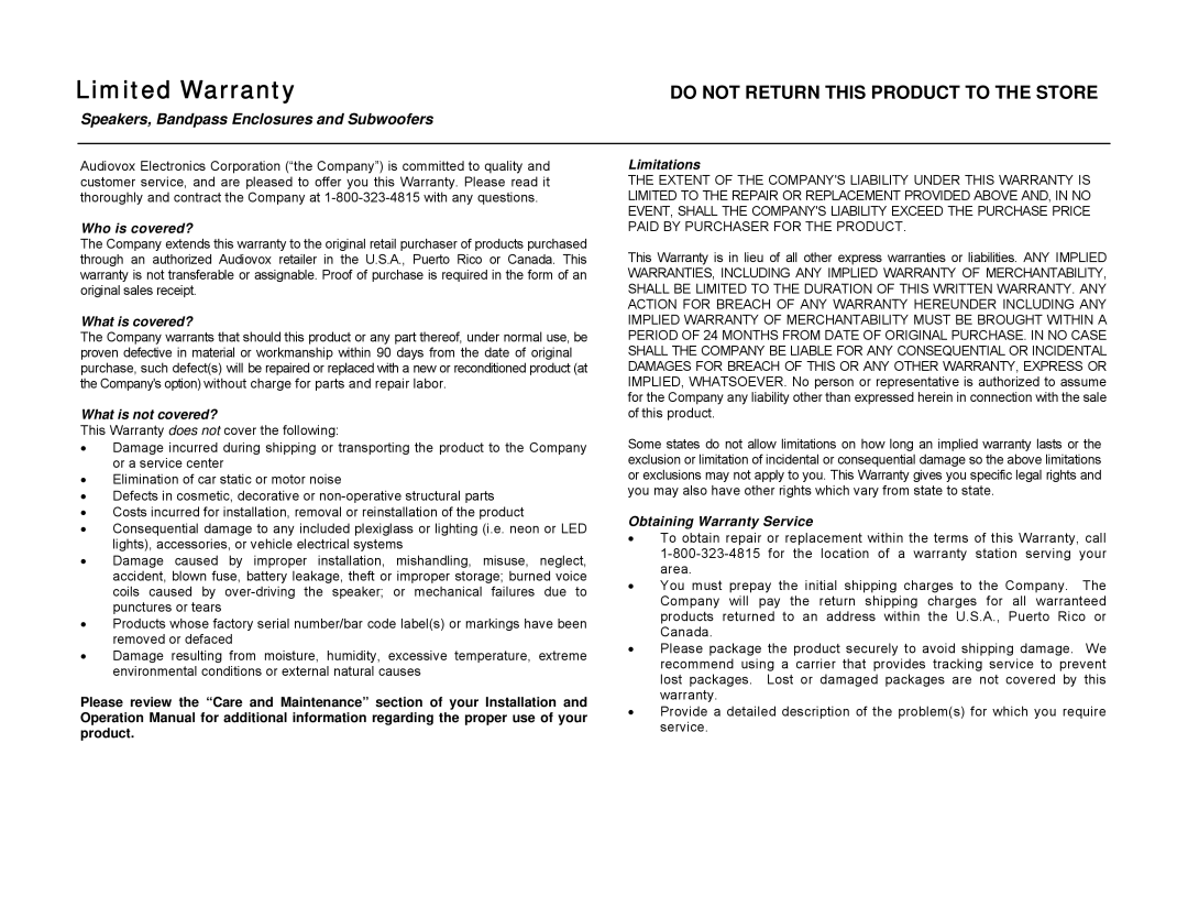 Jensen SL212 quick start Who is covered?, What is covered?, What is not covered?, Limitations, Obtaining Warranty Service 