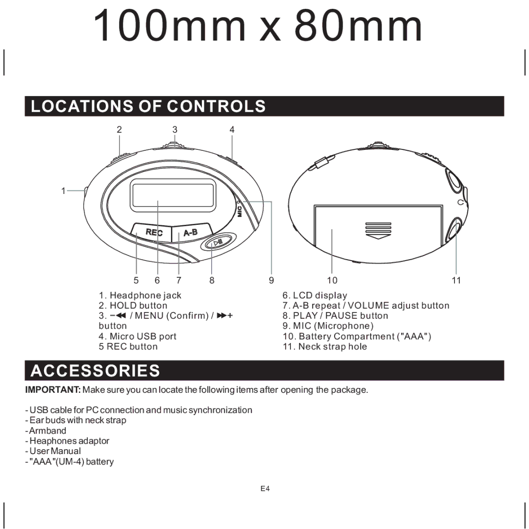 Jensen SMP-xGBEB, SMP-1GBEB user manual Locations of Controls, Accessories 