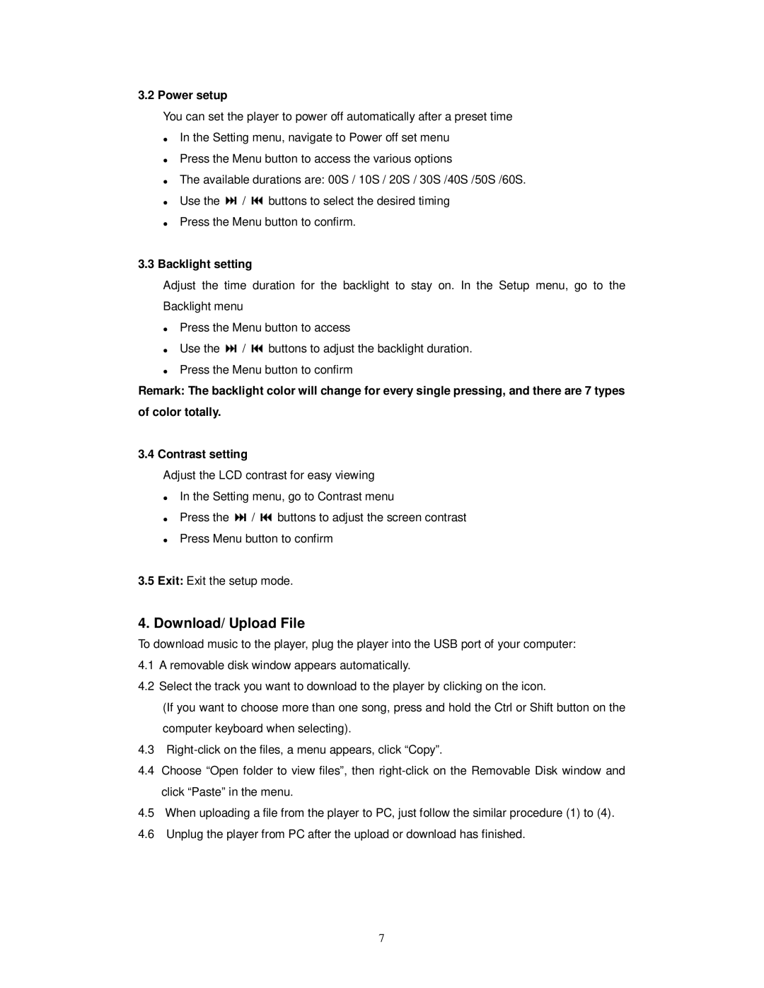 Jensen SMP-1GBUB, SMP-xGBUB user manual Download/ Upload File, Power setup, Backlight setting 