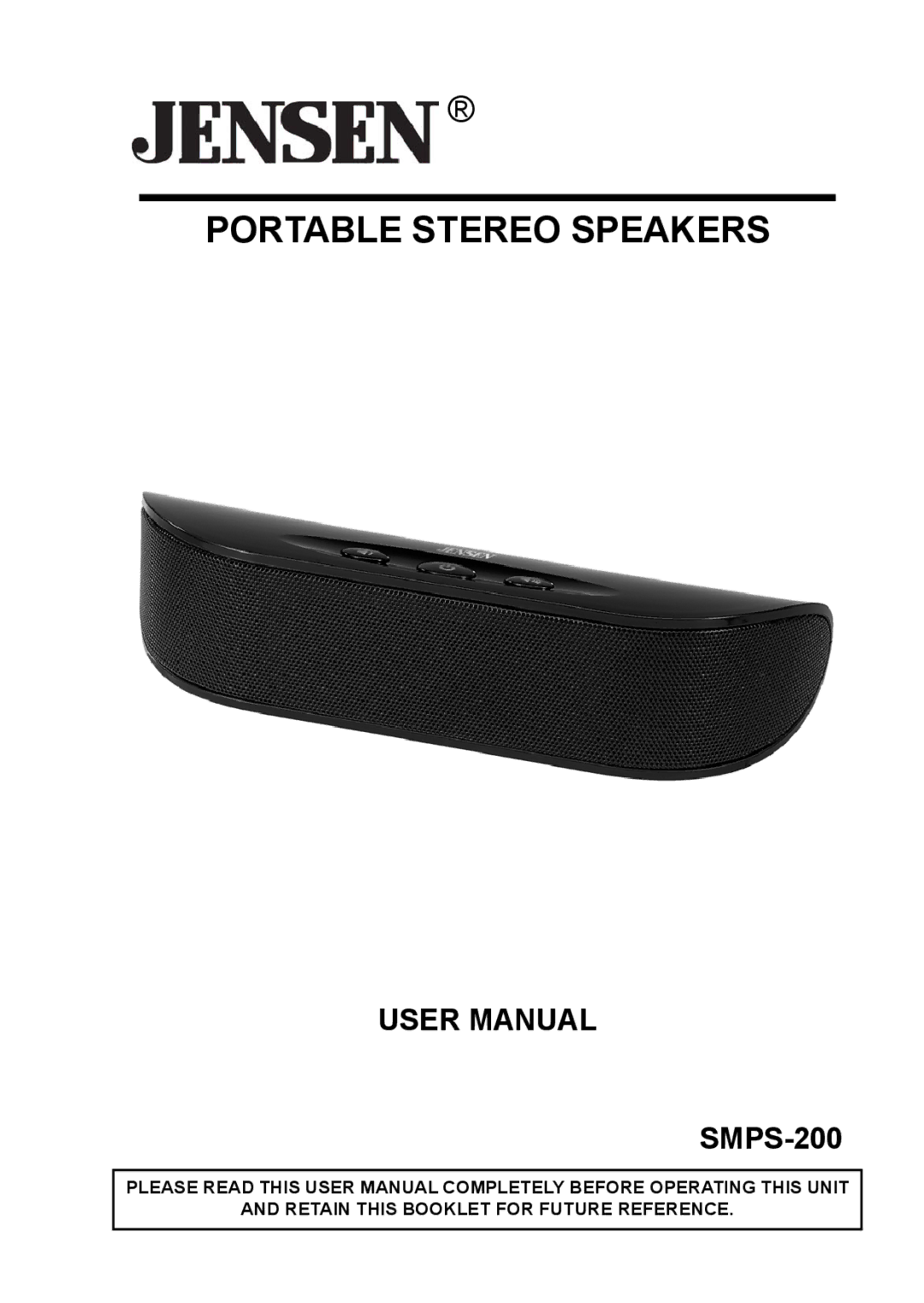 Jensen SMPS-200 user manual Portable Stereo Speakers 