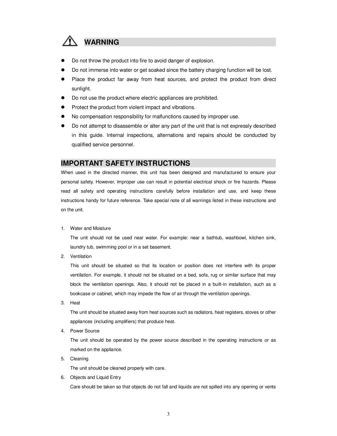 Jensen SMPS-85 user manual Important Safety Instructions 