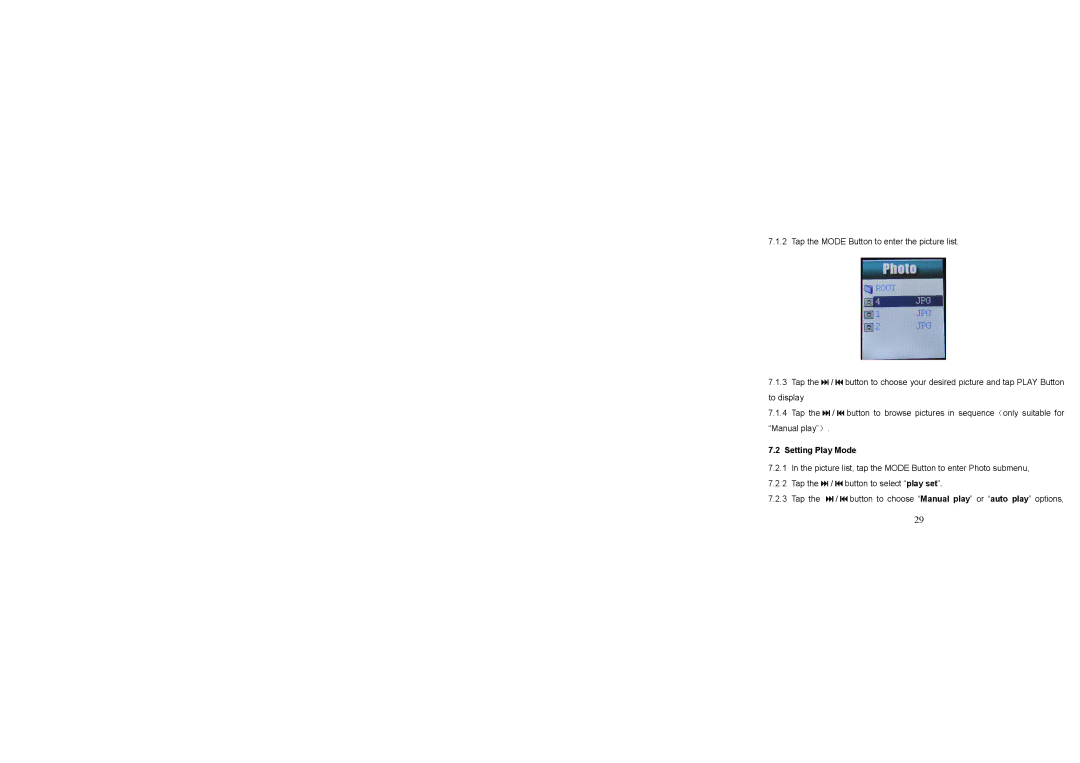 Jensen SMPV-2GBUB, SMPV-xGBUB user manual Setting Play Mode 