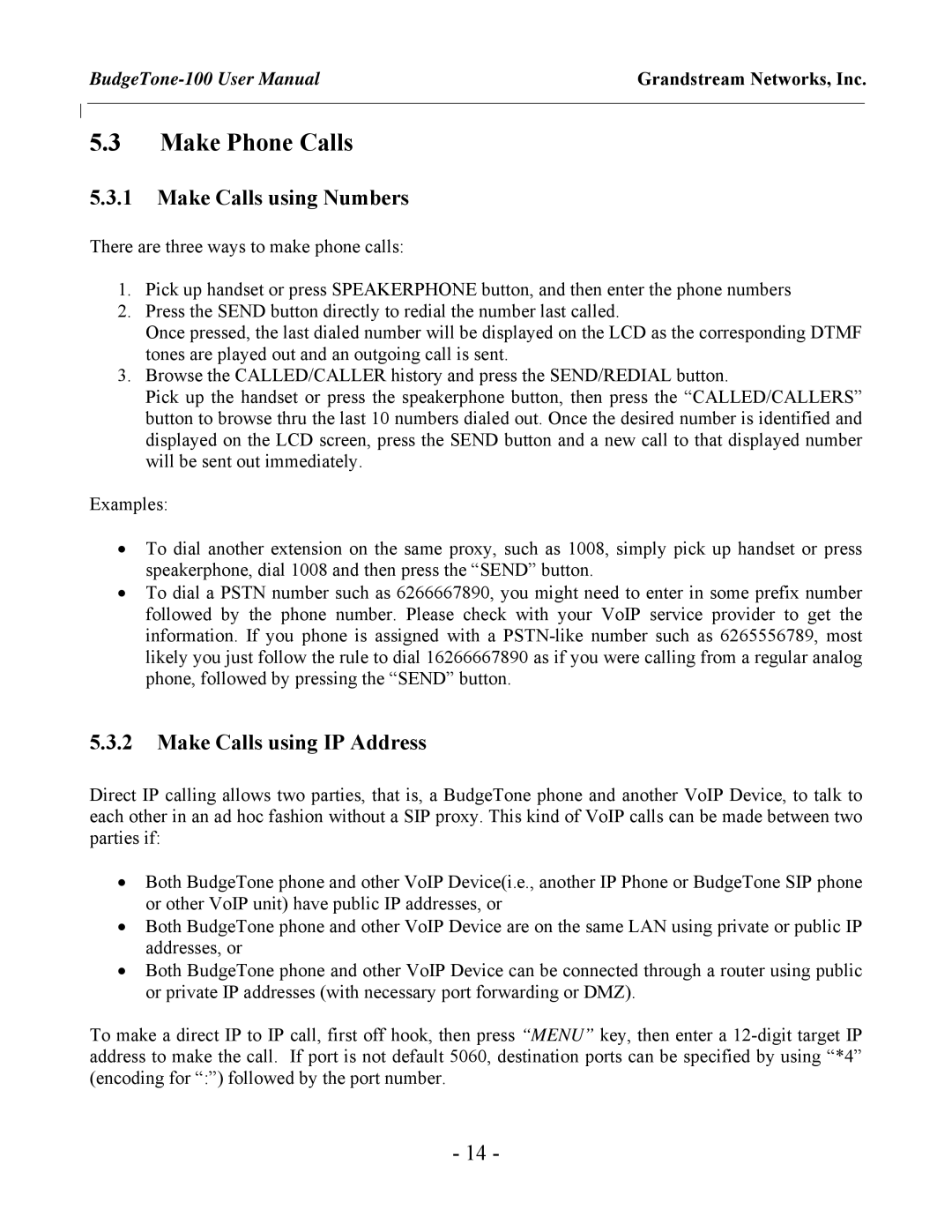 Jensen Tools 100 Sereis user manual Make Phone Calls, Make Calls using Numbers, Make Calls using IP Address 