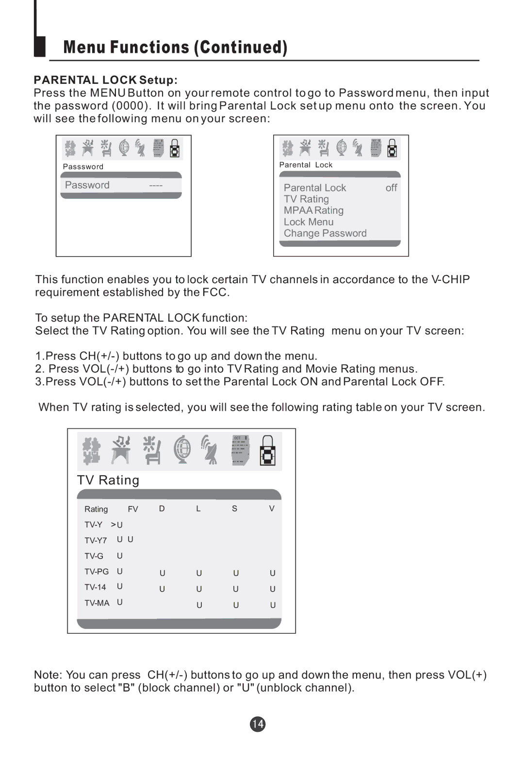 Jensen Tools CV2017J user manual Parental Lock Setup 