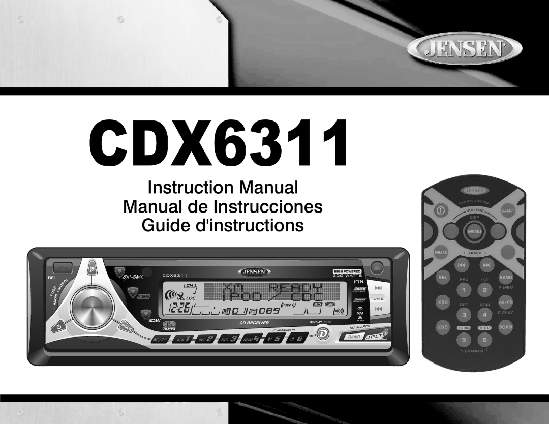 Jensen Tools Mobile Receiver instruction manual CDX6311 