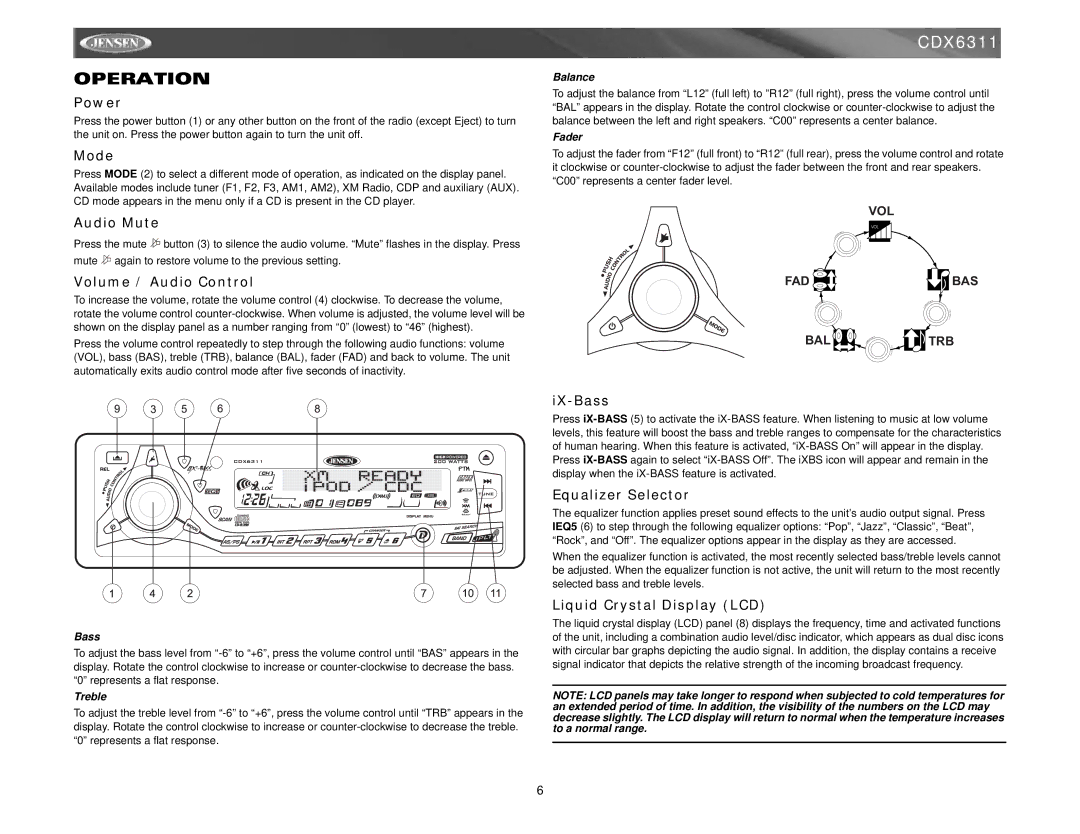 Jensen Tools Mobile Receiver instruction manual Operation 