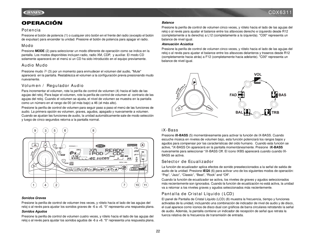 Jensen Tools Mobile Receiver instruction manual Operación 