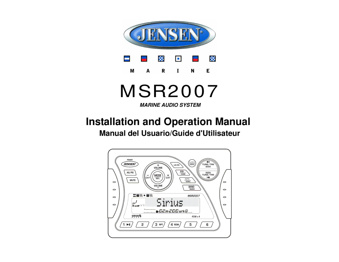 Jensen Tools MSR2007 operation manual 