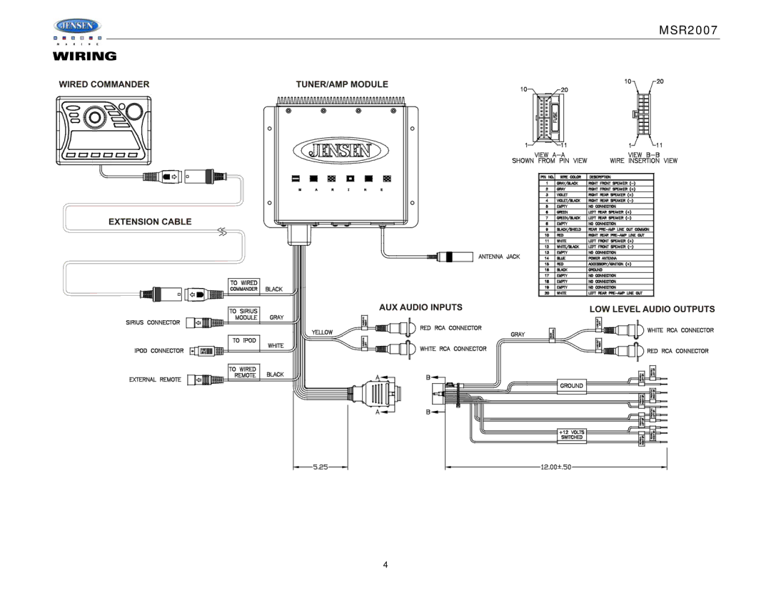 Jensen Tools MSR2007 operation manual Wiring 