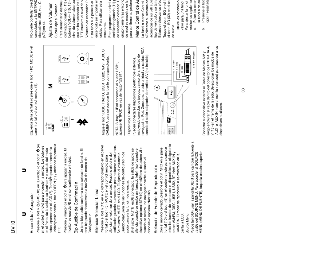 Jensen UV10 instruction manual Instrucciones DE Funcionamiento 