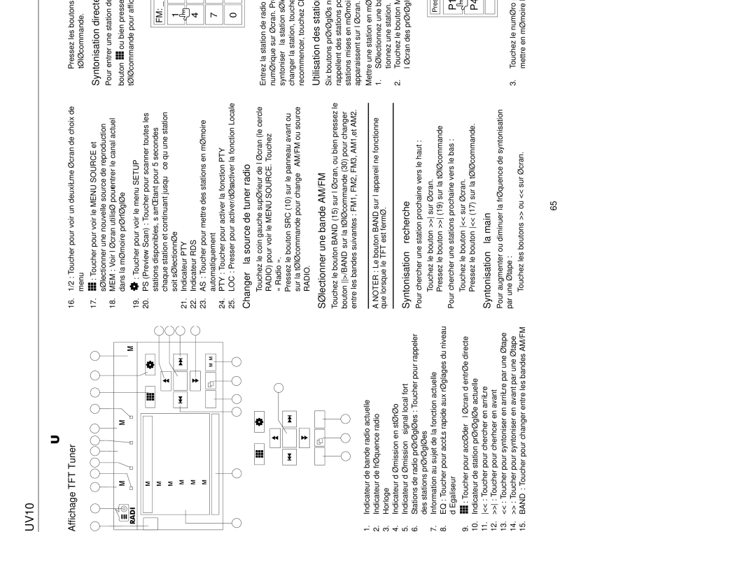 Jensen UV10 instruction manual Operation Tuner 