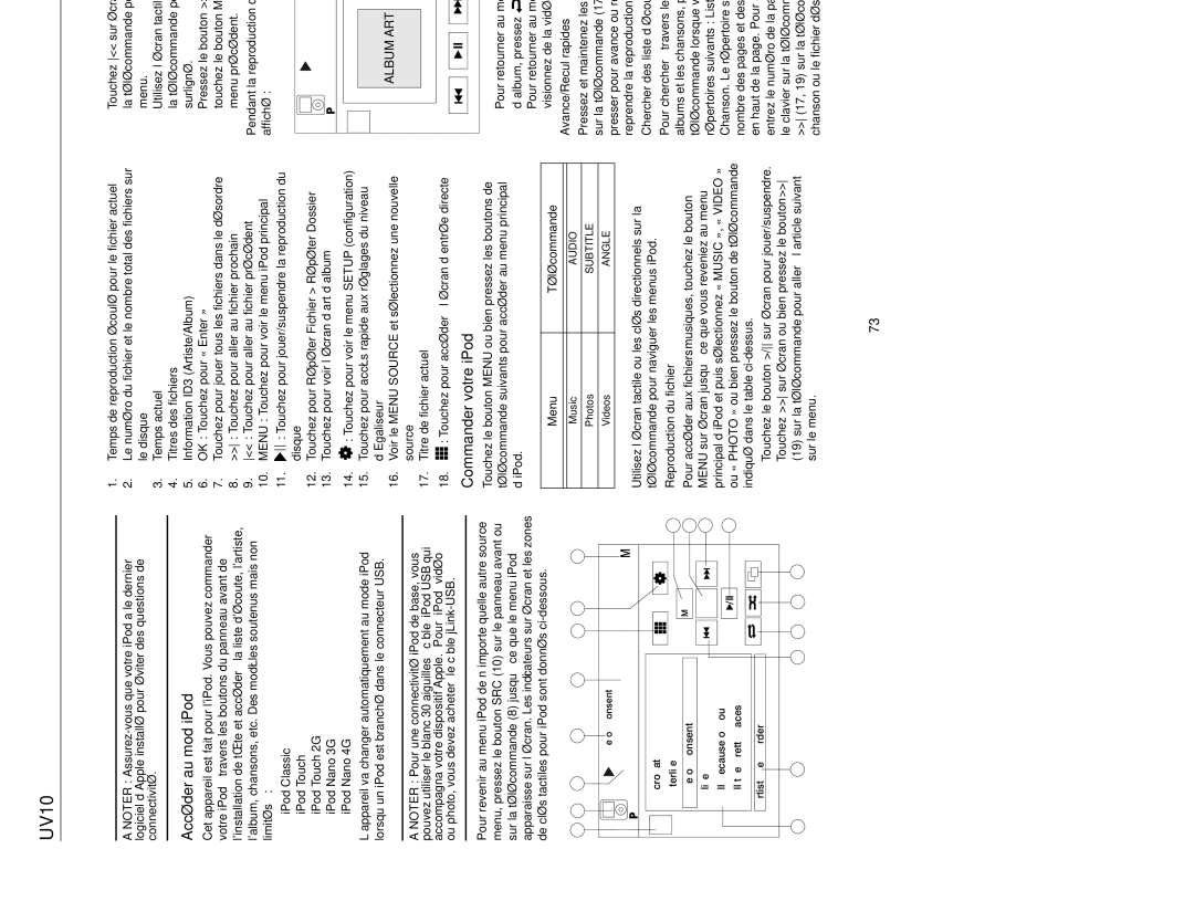 Jensen UV10 instruction manual Accéder au mod iPod, Commander votre iPod, Reproduction du fichier, Avance/Recul rapides 