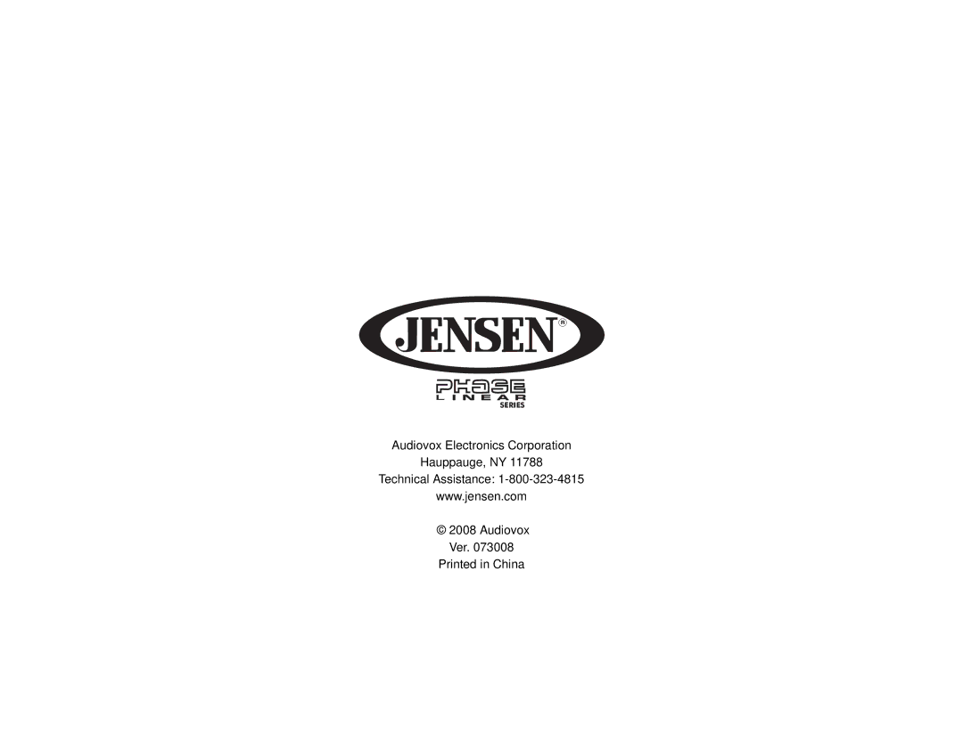 Jensen UV9 instruction manual Series 