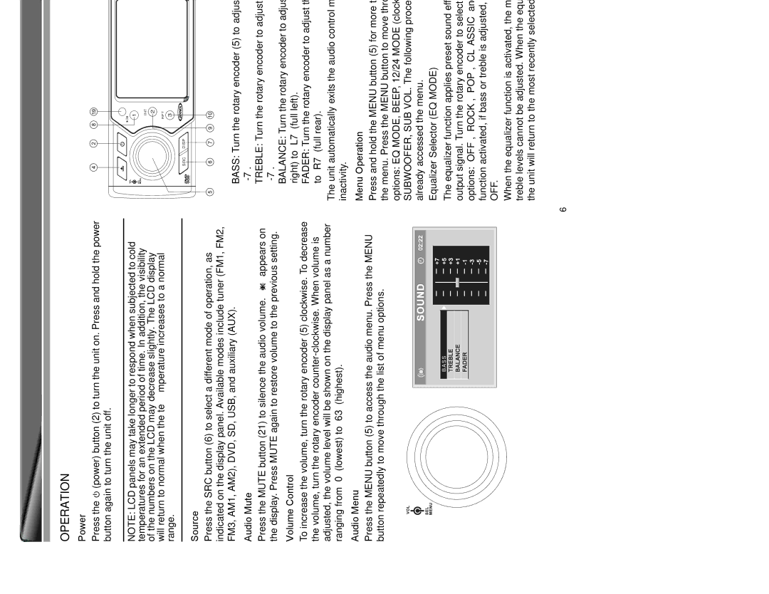 Jensen VM8012 operation manual Operation 