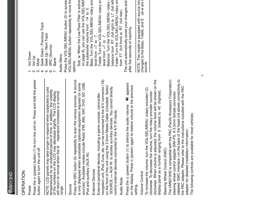 Jensen VM8013HD operation manual Operation 