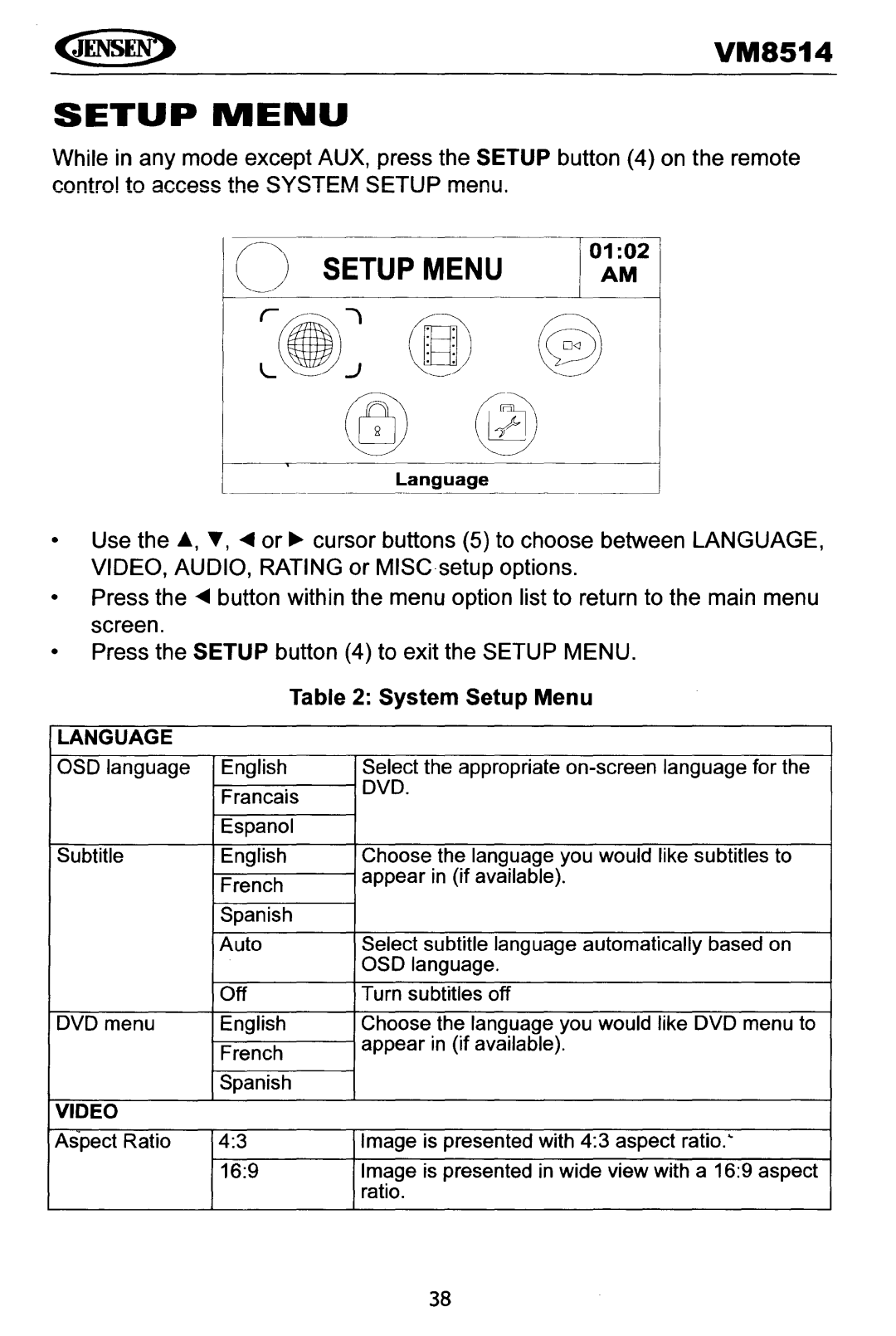 Jensen VM8514 operating instructions Ler~,-i C~ @ 