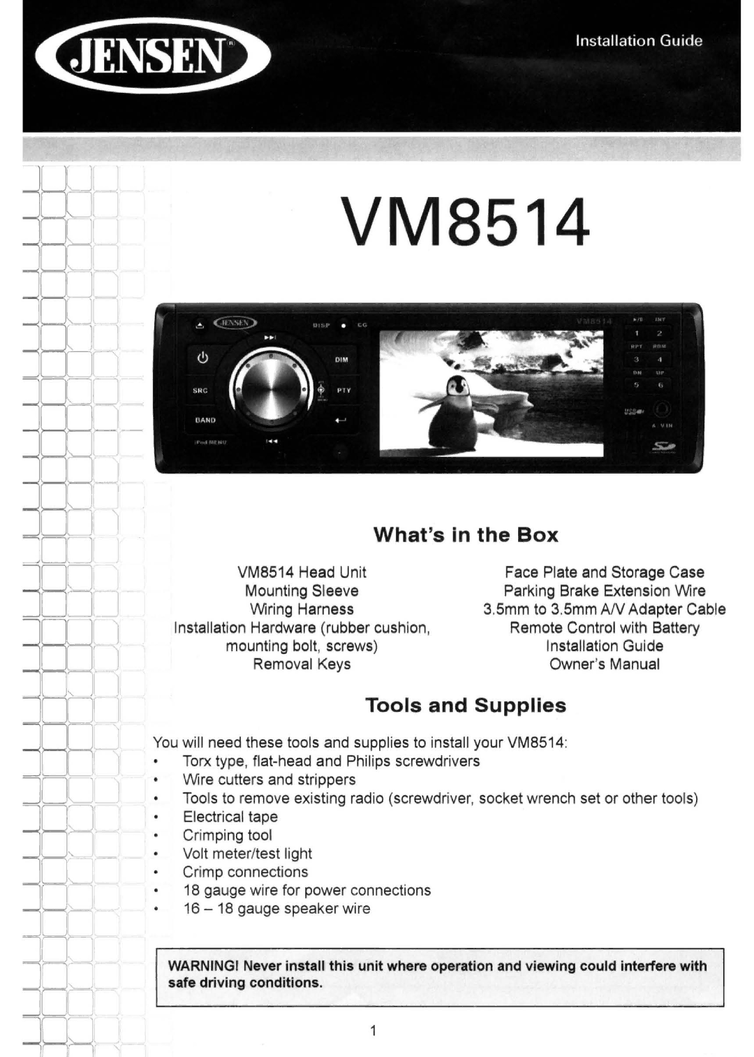 Jensen VM8514 operating instructions 